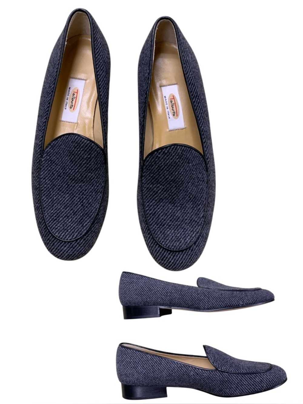 Talbots Charcoal Herringbone Slip-On Loafers S6